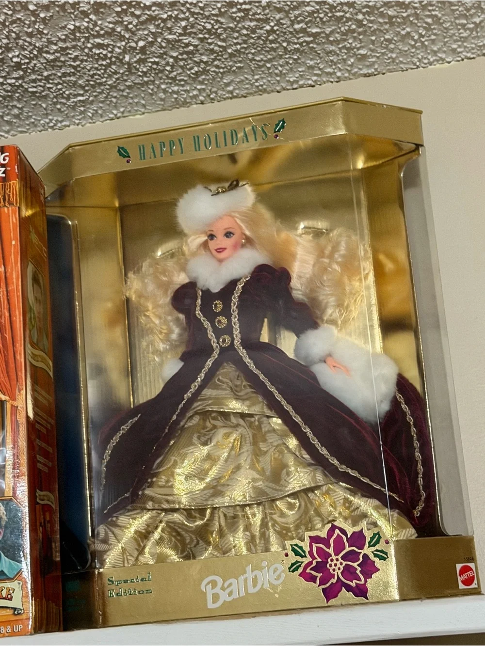 Barbie Happy Holidays Doll in Burgundy and Gold